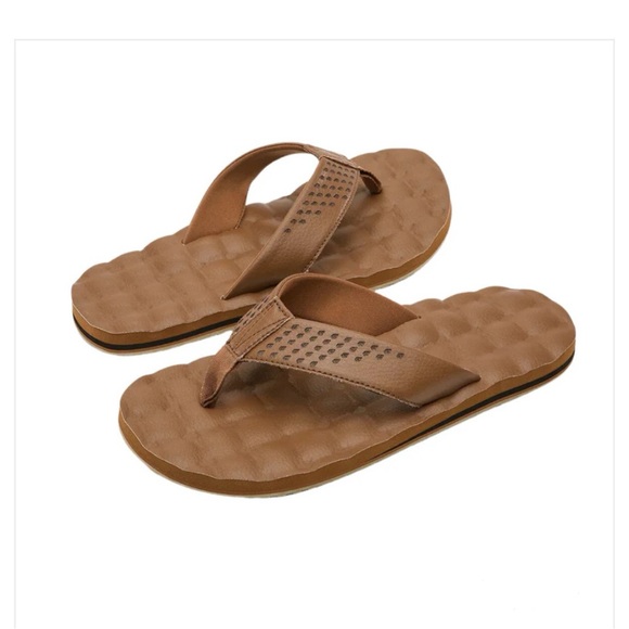 NWT! Volcom Men's Recliner Leather Sandals Flip Flops Brown - Size 6 - Picture 1 of 8